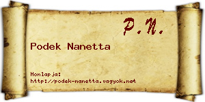 Podek Nanetta névjegykártya